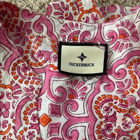 Tuckernuck Pink and Orange Floral Long Sleeve V-neck Flounce Dress **Size M** 🌸🌸 - Picture 7 of 7
